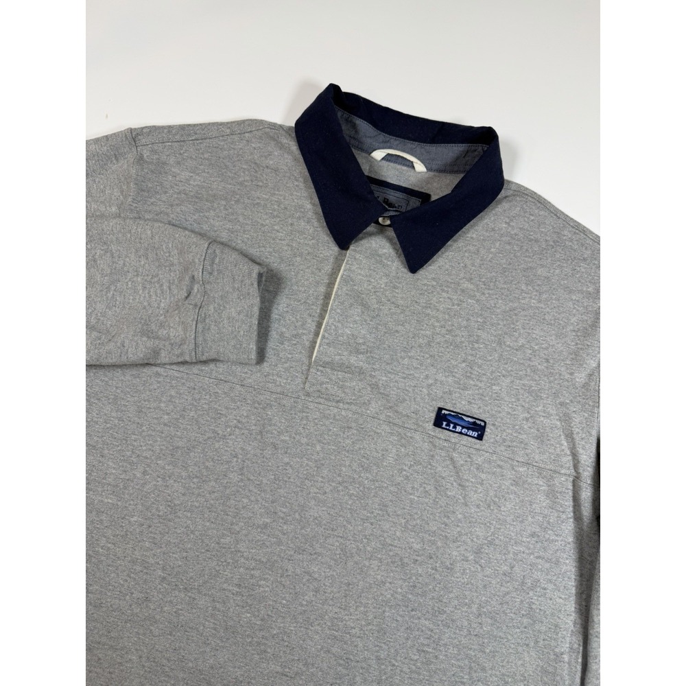 L.L. Bean Rugby Shirt Mens XL Tall Gray Long Sleeve Traditional Fit 504269
